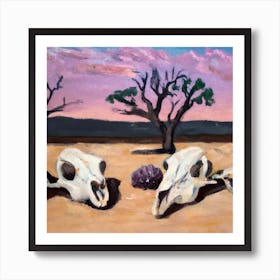 Three Skulls In The Desert Art Print