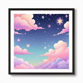 Sky With Twinkling Stars In Pastel Colors Square Composition 257 Art Print