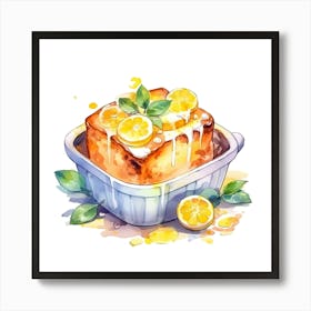 Lemon Cake Watercolor Illustration Art Print