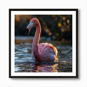 Flamingo In The Water Art Print