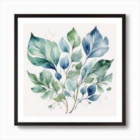 Fan of green-blue transparent leaves 4 Art Print