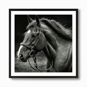 Black And White Horse Portrait 1 Art Print