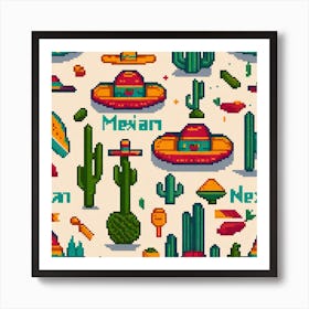 Mexican Pixel Art 1 Art Print