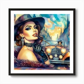 Sexy Woman Smoking A Cigarette Art Print