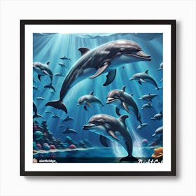 Dolphins In The Ocean Art Print