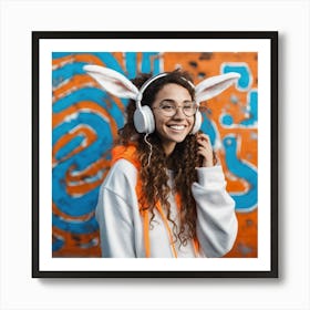 448916 Female Programmer With A Big Smile, White Rabbit E Xl 1024 V1 0 1 Art Print