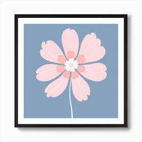 A White And Pink Flower In Minimalist Style Square Composition 608 Art Print