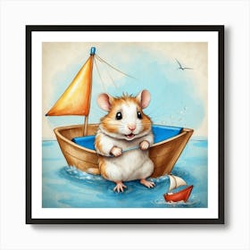 Hamster In A Boat 4 Art Print