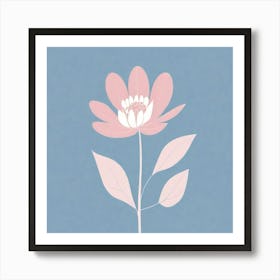 A White And Pink Flower In Minimalist Style Square Composition 452 Art Print