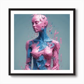 Deconstructed Blue And Pink Figure 6 Art Print