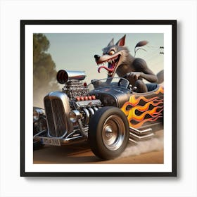 Wolf In A Car Art Print