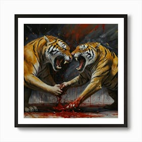 Two Tigers Fighting 1 Art Print