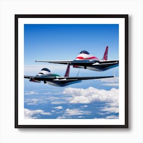 Two Fighter Jets Flying In The Sky Art Print