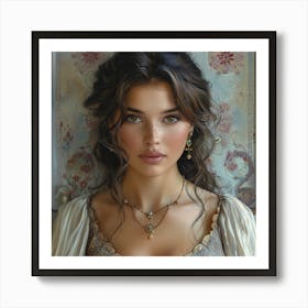 Portrait Of A Beautiful Young Woman Art Print