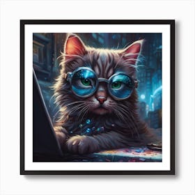 Funky Glasses Cat Art Print