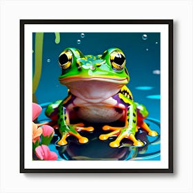 Frog In Water Art Print