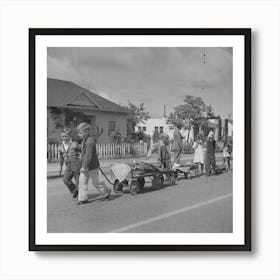 Untitled Photo, Possibly Related To San Juan Bautista, California,Schoolchildren Parading With Scrap Metal They Have Art Print