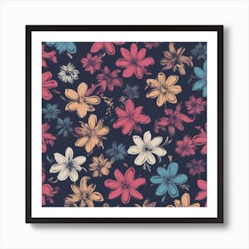 Seamless Floral Pattern 1 Art Print