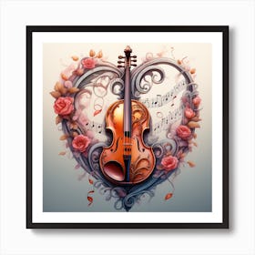 Violin In A Heart Art Print