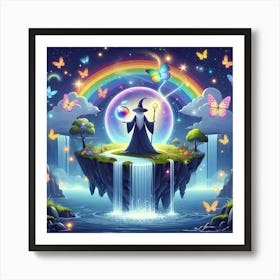 Wizard With Rainbow And Butterflies Art Print