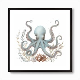 Watercolour Storybook Style Octopus 6 Art Print