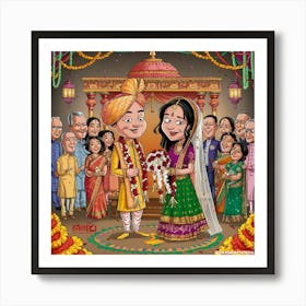 Cartoon Indian Wedding Art Print