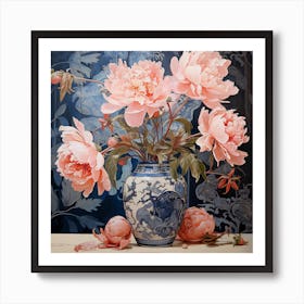 Pink Peonies In A Vase Art Print