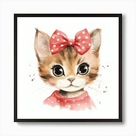 Cute Kitten Watercolor Painting Art Print