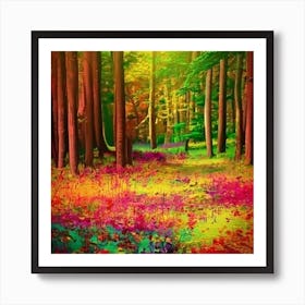 Colorful Forest Pink Tones Art Print