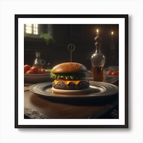 Burger On A Plate 116 Art Print