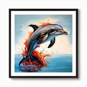 Dolphin Leaping Art Print