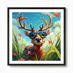 Deer In Sunglasses 6 Art Print