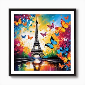 Paris With Butterflies 100 Art Print