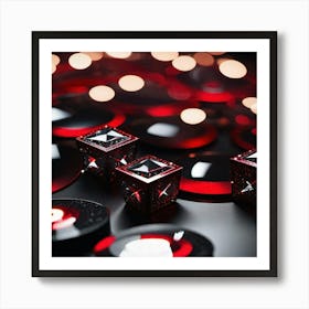 Red and lit up lights Art Print