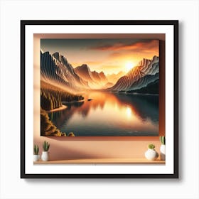 Sunset In The Mountains 3 Art Print