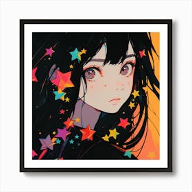 Anime Girl With Stars 4 Art Print