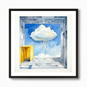 Watercolor Of A Cumulus Cloud Personified As A Dream Weaver Surrounded By Empty Space A Levitating (4) Art Print