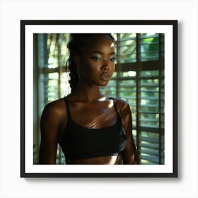 Young Black Woman In Sports Bra Art Print