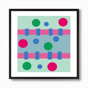 Green and Pink Geometric Art Print