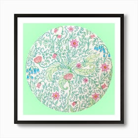 Wildflower doodle turquoise Art Print