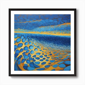 Op art, Blue waves Art Print