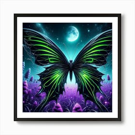 Butterfly In The Night Sky 4 Art Print