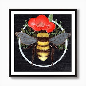 Poppy Bee Square Art Print