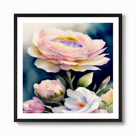 Pink Roses In A Vase Art Print