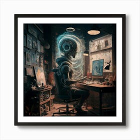 Man Working At His Computer Art Print