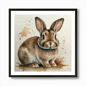 Rabbit Watercolor Painting 4 Art Print