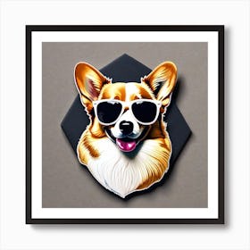 Corgi Dog In Sunglasses Art Print