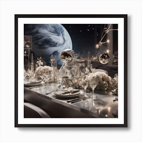 Space Dinner with An Astronaut Art Print