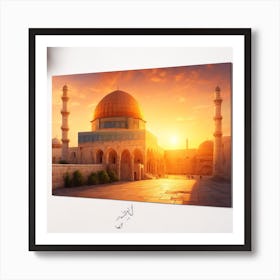 Dreamshaper V7 Al Aqsa Sketch Splash Oil Painting Sunset Backg 1 Art Print