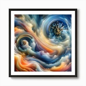 Clock In The Clouds Art Print